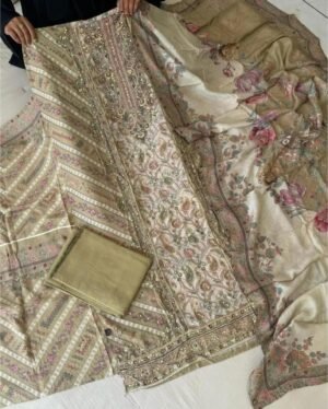 Alternative view of Top Pure viscous Maslin digital print with aari and hand work