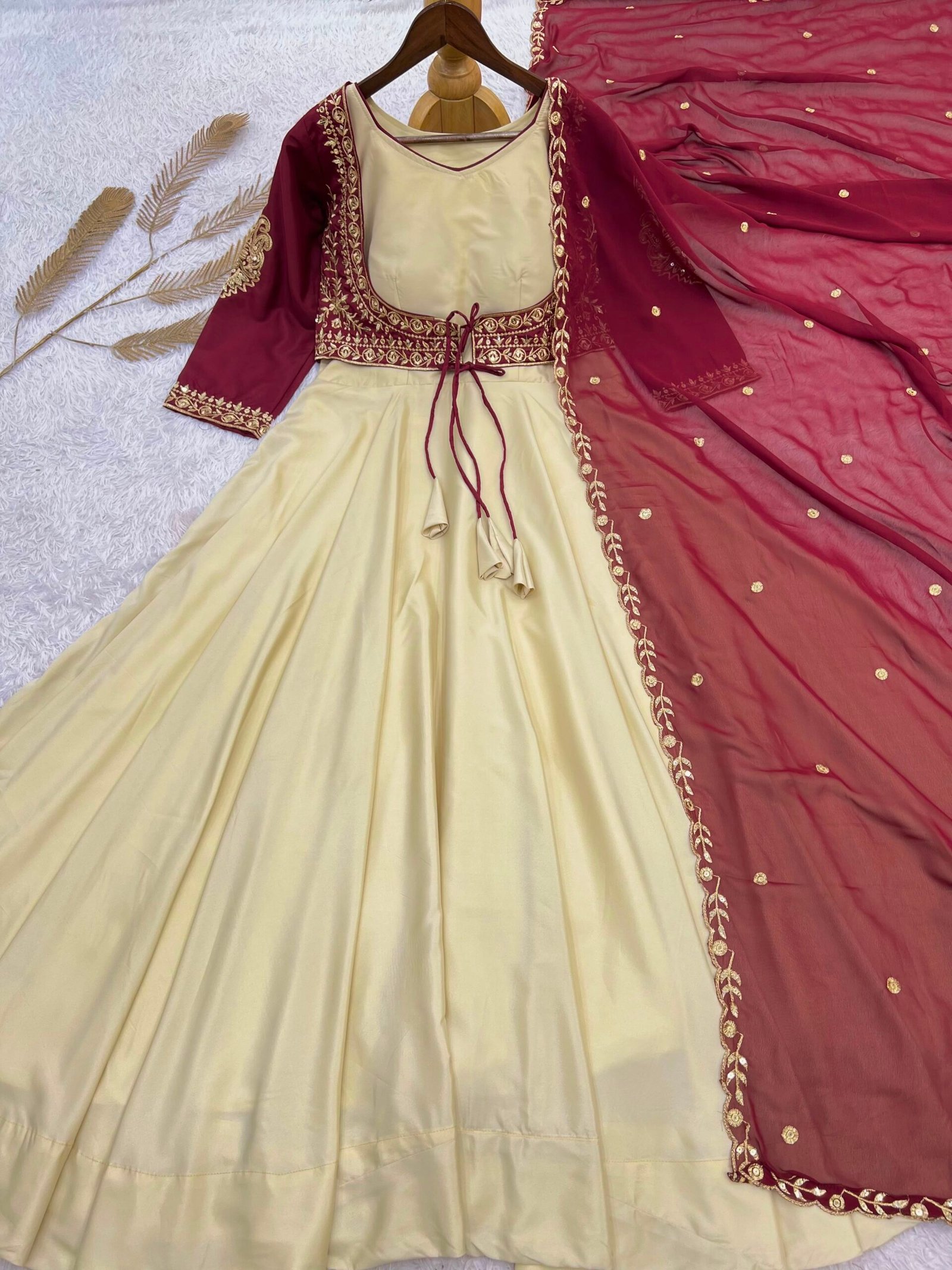 PRESENTING 3 PIECE STYLISH GOWN WITH BEAUTIFUL KOTI AND DUPATTA - Image 2