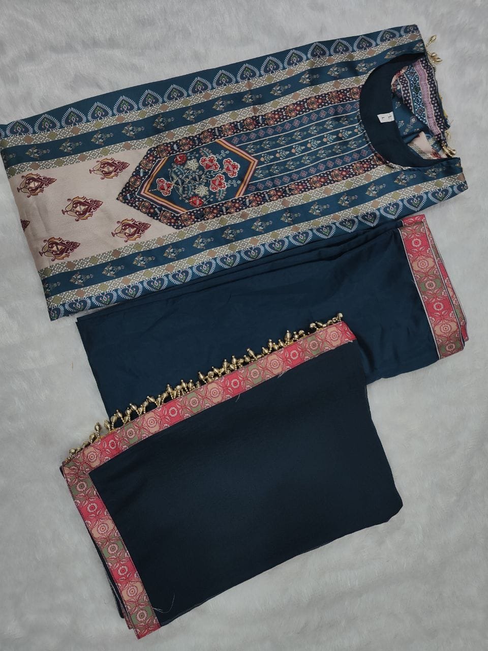 DESIGNER WEAR JAYPURI TRENDING TOP WITH PRINTED WORK WITH MIROR WORK WITH PLAZZO AND DUPATTA - Image 4