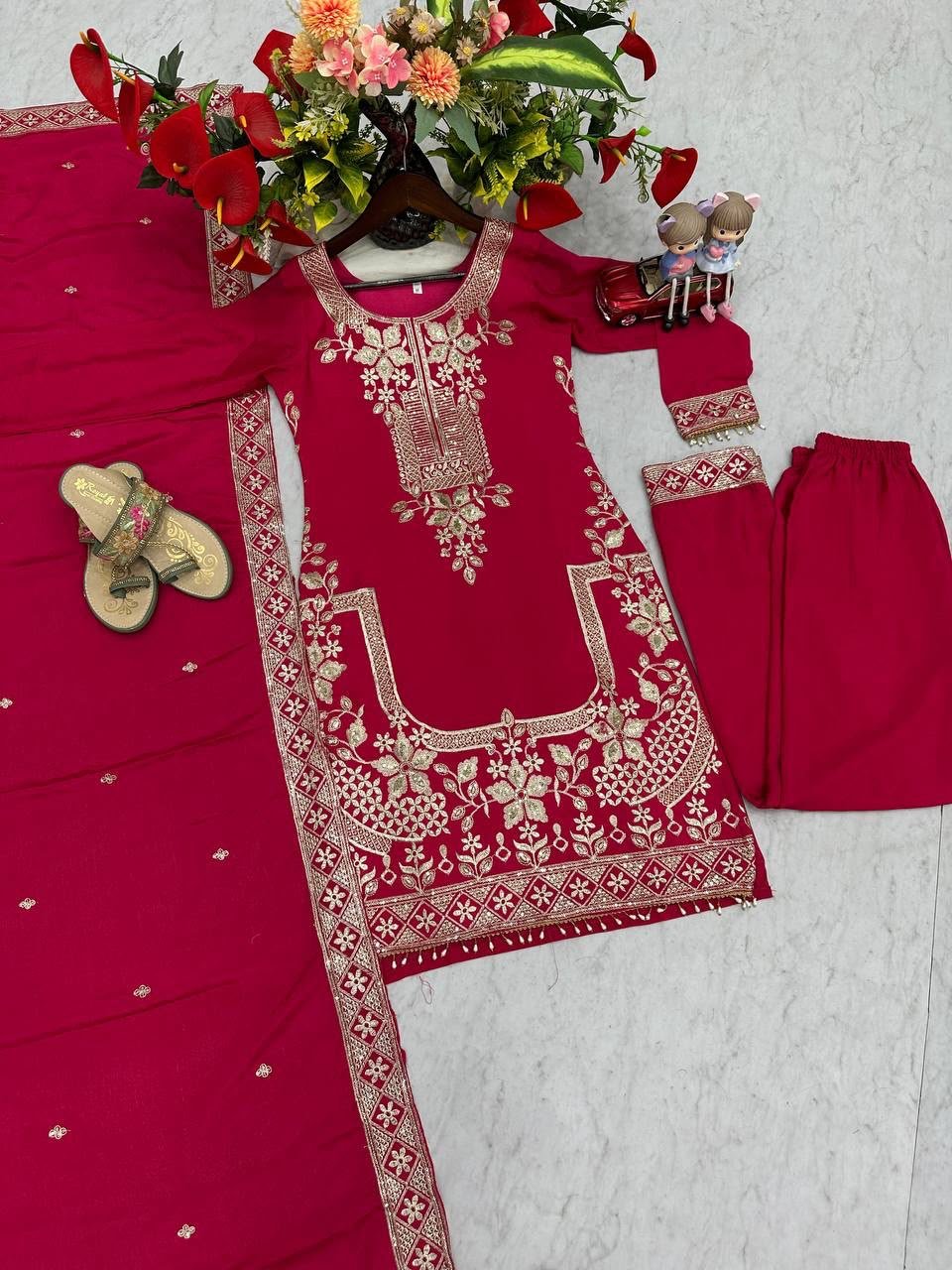 AK Fashion Launching New Designer Party Wear suit-Pent & Dupatta Set - Image 4