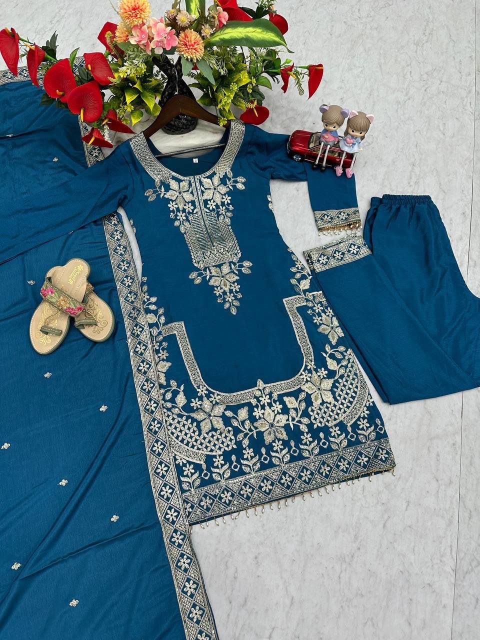 AK Fashion Launching New Designer Party Wear suit-Pent & Dupatta Set - Image 2