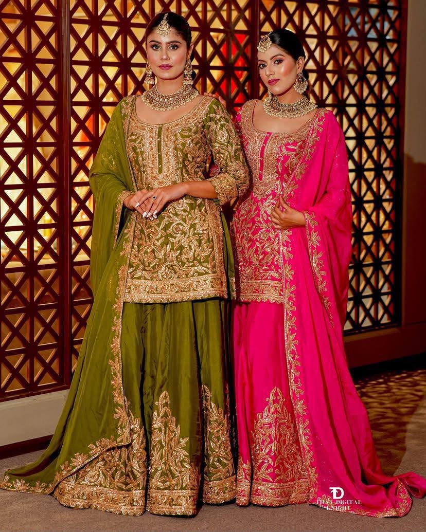 AK-Series New Designer Party Top Sharara & Dupatta Set - Image 5