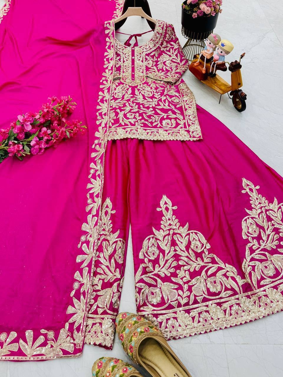 AK-Series New Designer Party Top Sharara & Dupatta Set - Image 2