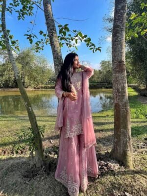 AK-Series New Designer Party Top Sharara & Dupatta Set