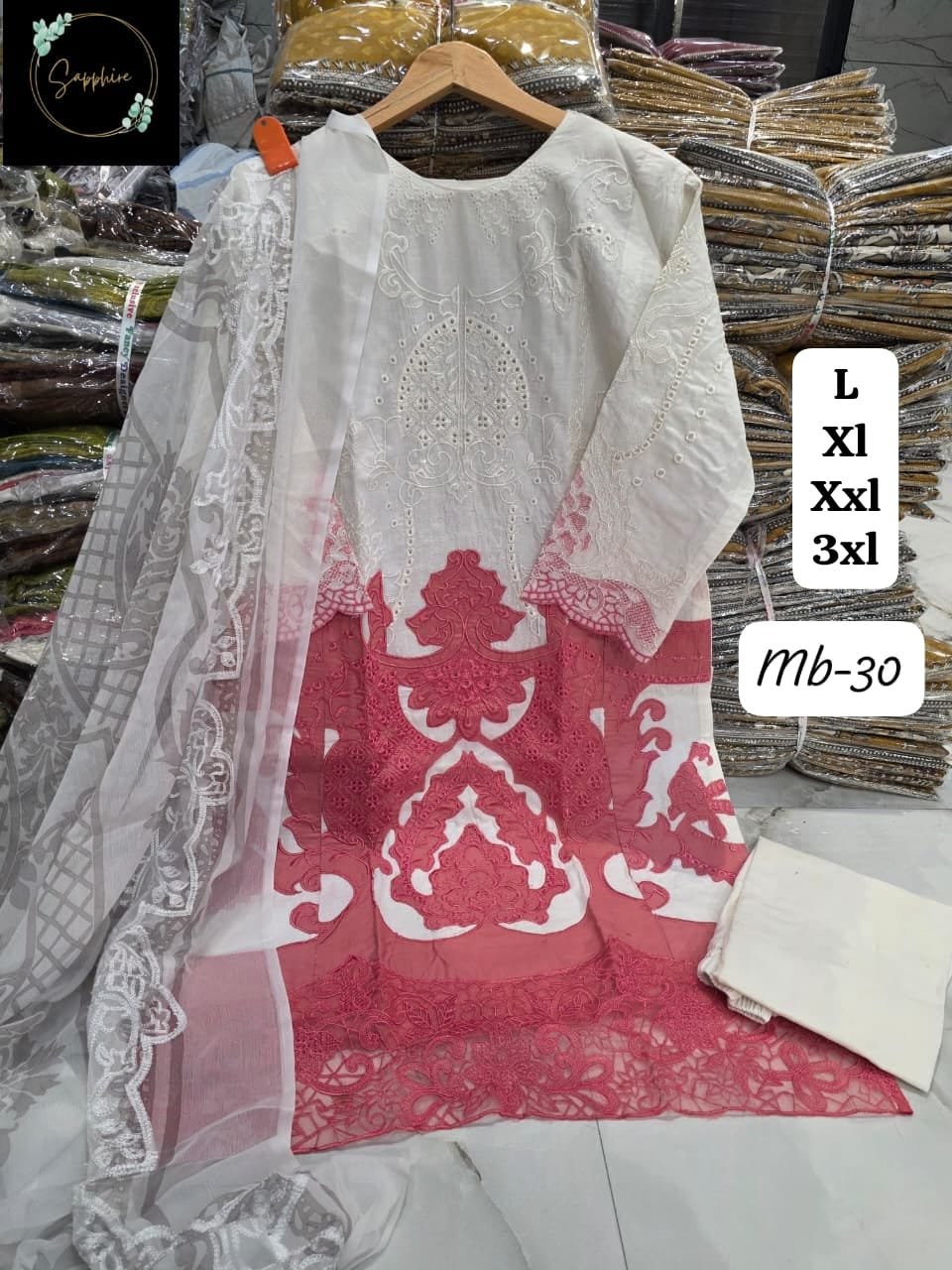 PURE COTTON WITH HEAVY EMBROIDERY WITH INNER - Image 2