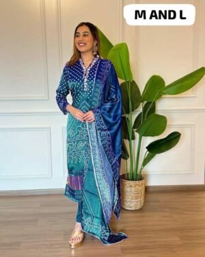 Presenting Beautiful Heavy quality Chinon Silk Fabric designer festive wear kurti pant and duppta with Embroidery, Sequence & Zari Work with lining