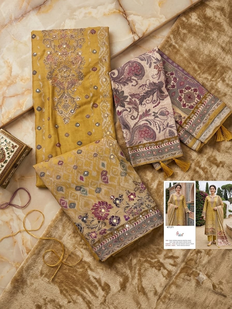 Pure viscous Maslin digital print and hand work - Image 4