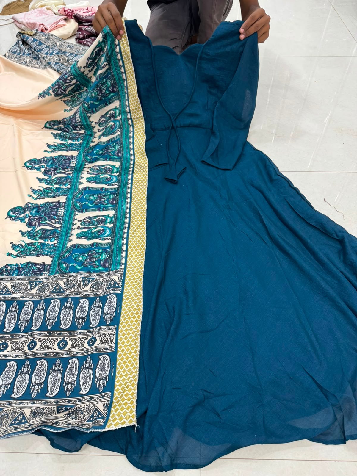 Launching beautiful plain vichithra anarkali with trending kalamkari dupata - Image 4