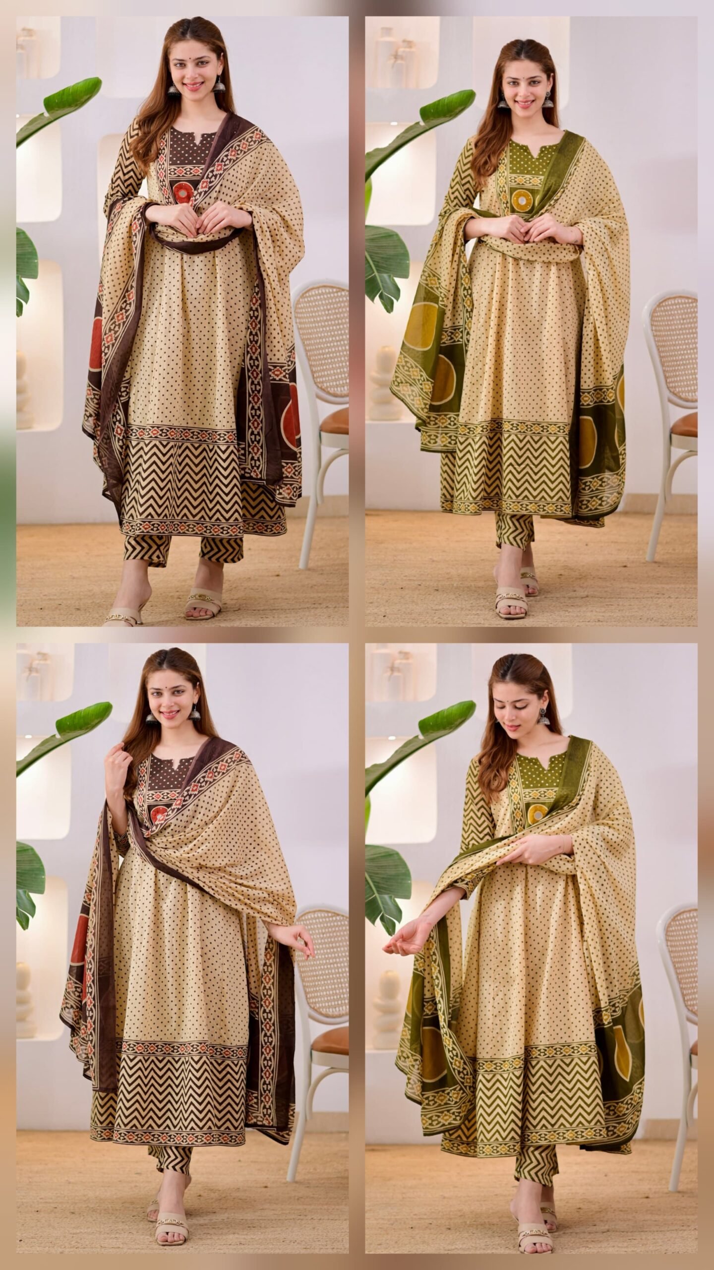 Đěsigner Print Daily Or Office Wear Look jaipuri Pure Cotton Top With Pent & Dupatta Set - Image 5