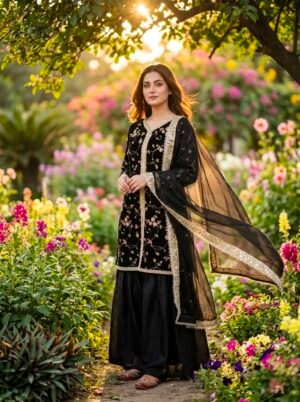 Đěsigner Party Wear Look Pur Fendi Silk Top Plazzo & Dupatta Set