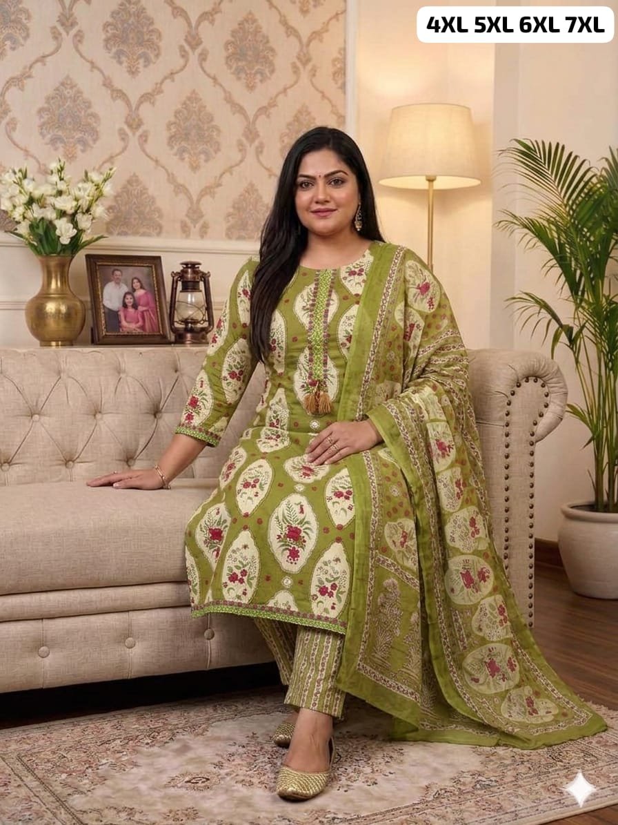 PURE MAL COTTON KURTI WITH PANT WITH MATCHING DUPPATA - Image 2