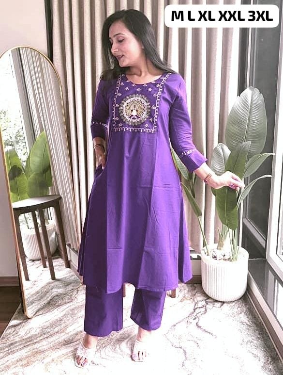 Featuring Beautiful Suit Sets in Soft Tesla Slub Top With Pant, it is beautifully decorated with Multi thread work & Original Mirror desgins - Image 7