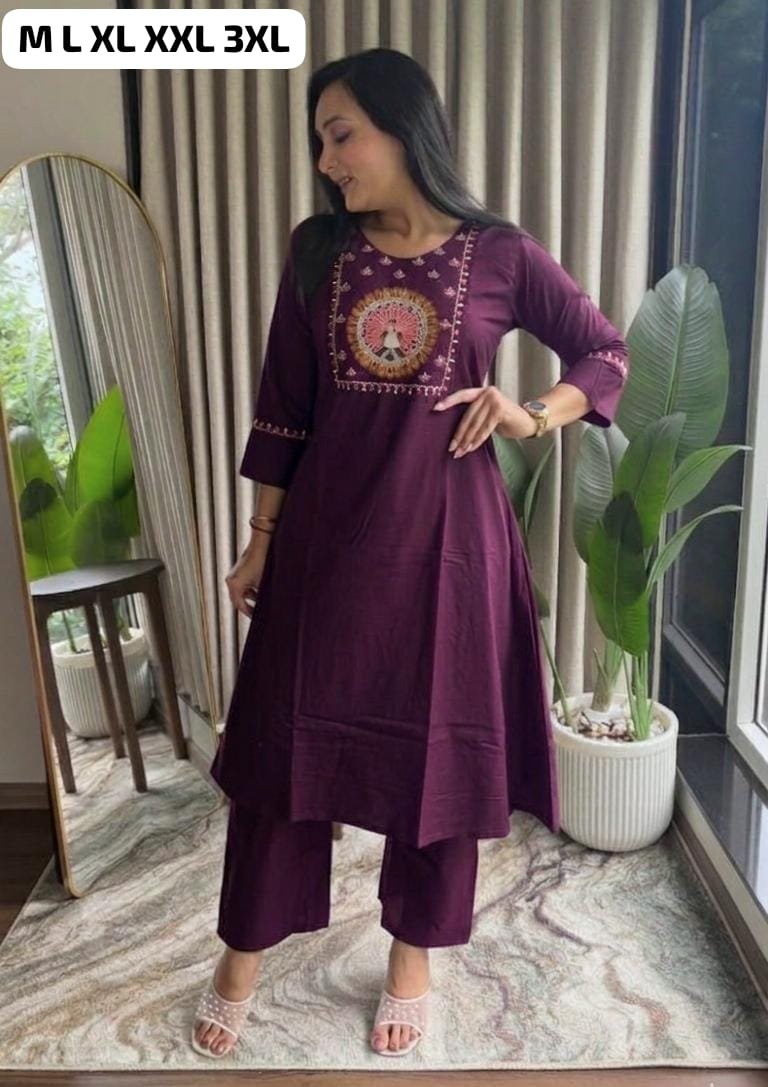 Featuring Beautiful Suit Sets in Soft Tesla Slub Top With Pant, it is beautifully decorated with Multi thread work & Original Mirror desgins - Image 6