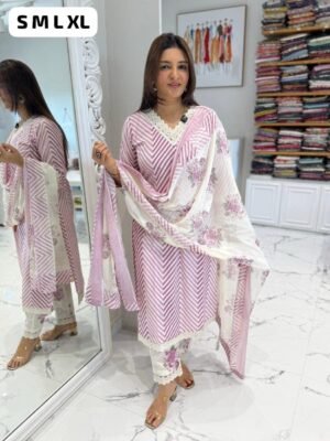 Beat the heat in our super comfortable & beautiful Cotton straight kurti with pant and. Mal mal dupatta SetÂ