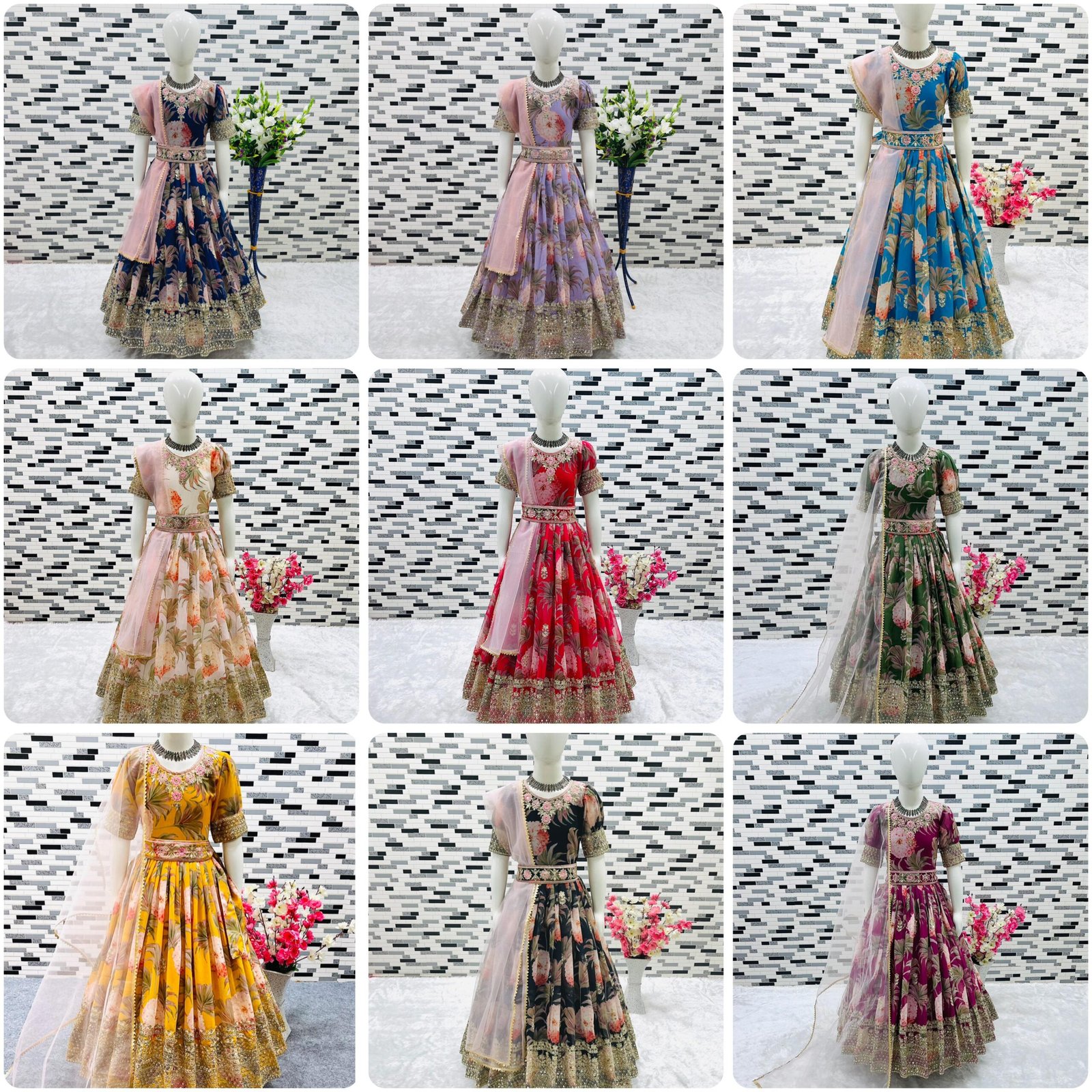 Hit Design Presenting Heavy Fox Georgette Gown With Digital Print work With Embroidered Siqunce work Ready To Wear Collection - Image 10