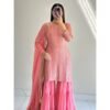 AK-Series New Designer Party Top Pallazo & Dupatta Set