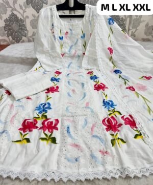 Alternative view of Anarkali chicken shifli work Hand-Painted cotton fabric specailly ethnic designed for you