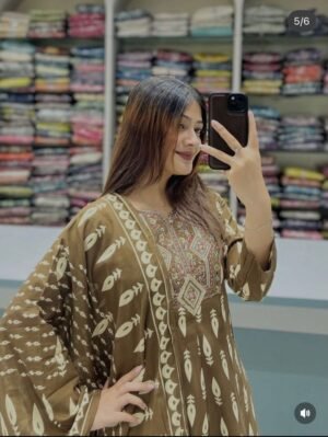 Alternative view of Introducing The Latest addition to our fashion collection the strength kurta Style made from high-quality cotton, embellished with exquisite embroidery  work on neck  line and paired with matching pant.