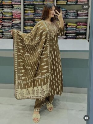 Introducing The Latest addition to our fashion collection the strength kurta Style made from high-quality cotton, embellished with exquisite embroidery work on neck line and paired with matching pant.