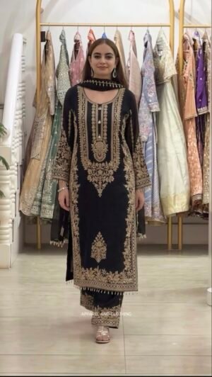 Presenting New Collection In Faux Georgette With Heavy Embroidery Sequence Work Top-Bottom And Dupatta Set Fully Stitched Ready To Wear