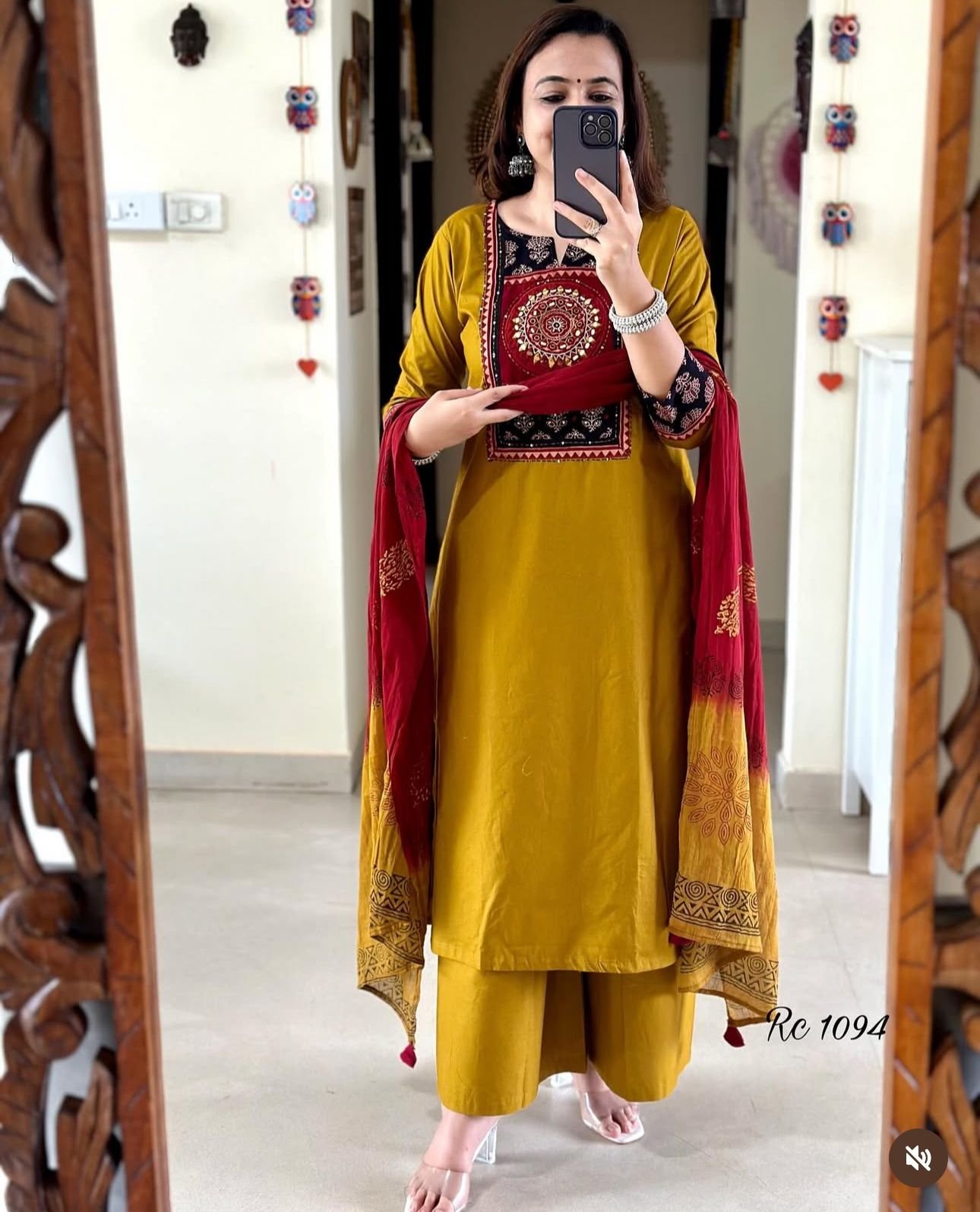 Pure Cotton Kurti With Classy Embroidery Work on yoke & backside and pant and tye dye print mal mal dupatta to complete the look