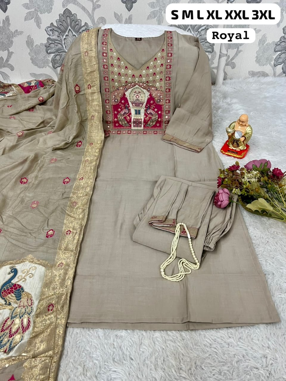 Upgrade your wardrobe with this premium 3-Piece Ethnic Suit Set that combines effortless elegance with ultimate comfort! Perfect for festive occasions, family gatherings, or formal wear. - Image 4