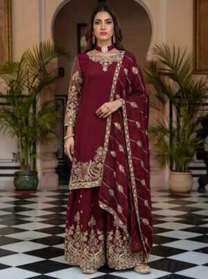 Elevate your festive style with these stunning embroidered sharara suits