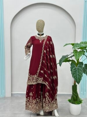 Alternative view of Elevate your festive style with these stunning embroidered sharara suits