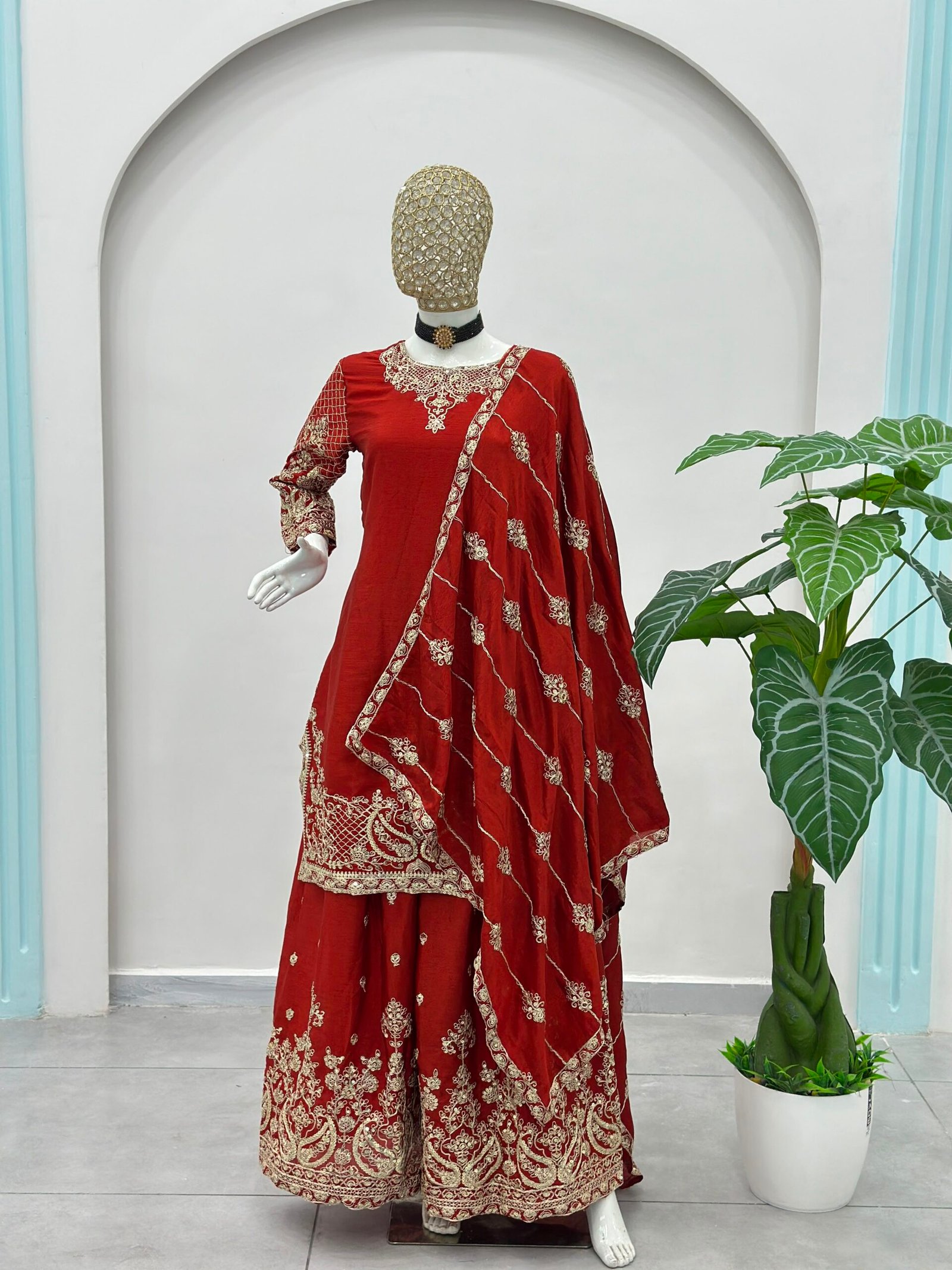 Elevate your festive style with these stunning embroidered sharara suits - Image 4