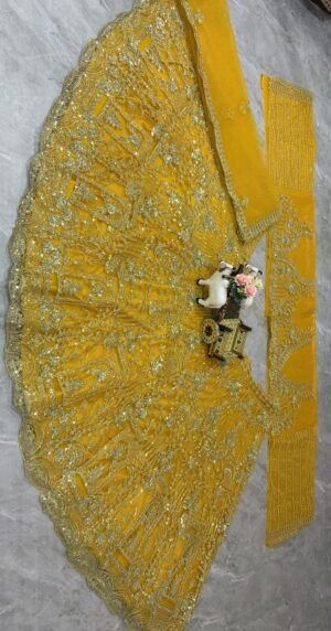 Alternative view of AK Launching 4 meter flared Premium Quality Soft Net Lehenga, Exceptional Quality with Can-Can and Canvas Layers, A Perfect Fusion of Glamour and Comfort