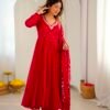 Elegant Embroidered Sequence With Khatli Work with Real Mirror Designer Anarkali Three Piece Set Look Gorgeous