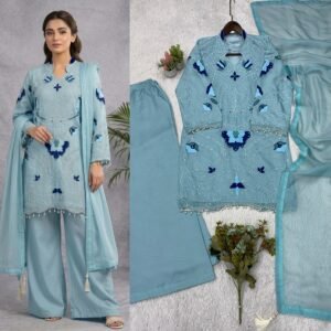 THIS WEDDING SEASON WEAR OUR BEAUTIFUL EMBROIDERED WITH CUT WORKED TOP , PLAZZO WITH DUPATTA