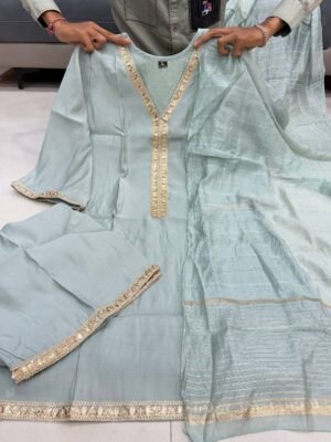 Alternative view of New Arrivals Pure Banana Silk Plazo 3 Pcs Set