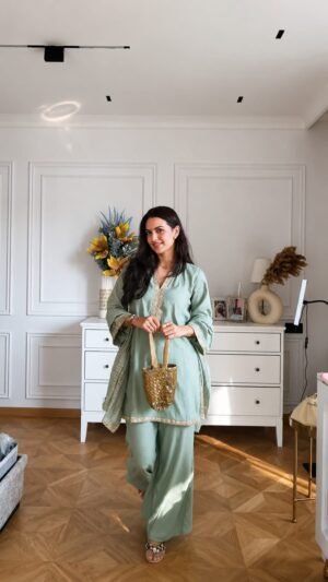 New Arrivals Pure Banana Silk Plazo 3 Pcs Set