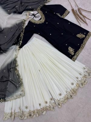 Alternative view of PRESENTING 3 PIECE STYLISH TOP, PLAZAA AND DUPATTA WITH BEAUTIFUL EMBROIDERY SEQUENCE WORK
