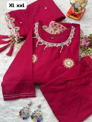 Alternative view of Elevate your wardrobe with our latest handcrafted collection! This beautiful olive-green ensemble combines traditional artistry with everyday comfort.