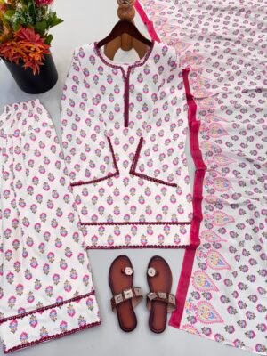 Alternative view of Heavy Pure Natural Crep with Digital Print 