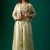 WOMEN'S ELEGANT CROP TOP AND JACKET WITH PALAZZOS SET WITH SEQUENCES CODING EMBROIDERED BEATS WORK