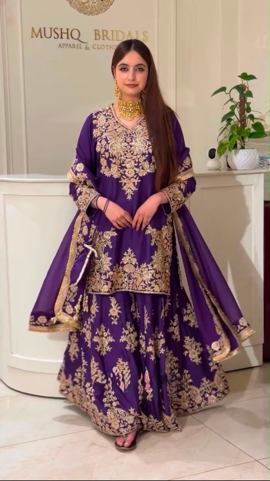 NEW DESIGNER HEAVY EMBROIDERY CHINE SEQUENCE WORK 3 PIS SUIT SET - Image 3