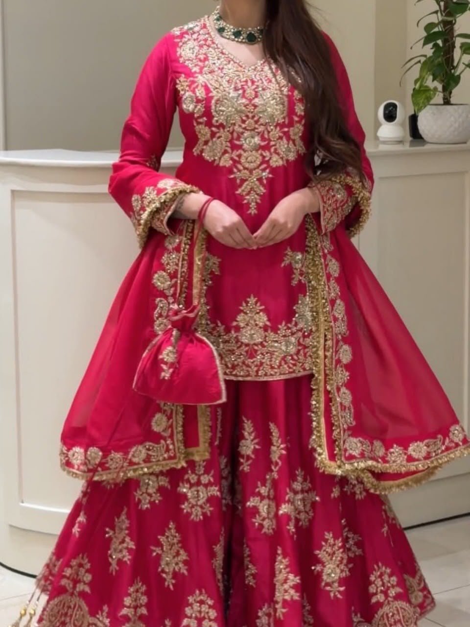 NEW DESIGNER HEAVY EMBROIDERY CHINE SEQUENCE WORK 3 PIS SUIT SET