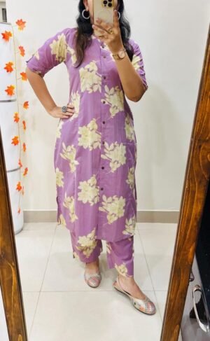 Designer Co-Ords set in Aline kurti digital print paired with Ankle length pant giving perfect outfit and deliberate choice about your look.....