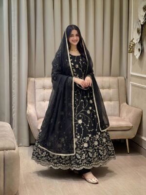 LUNCHING FESTIVAL SPECIAL HEAVY EMBROIDERY SEQUENCE WORK GOWN PENT & DUPATTA SET