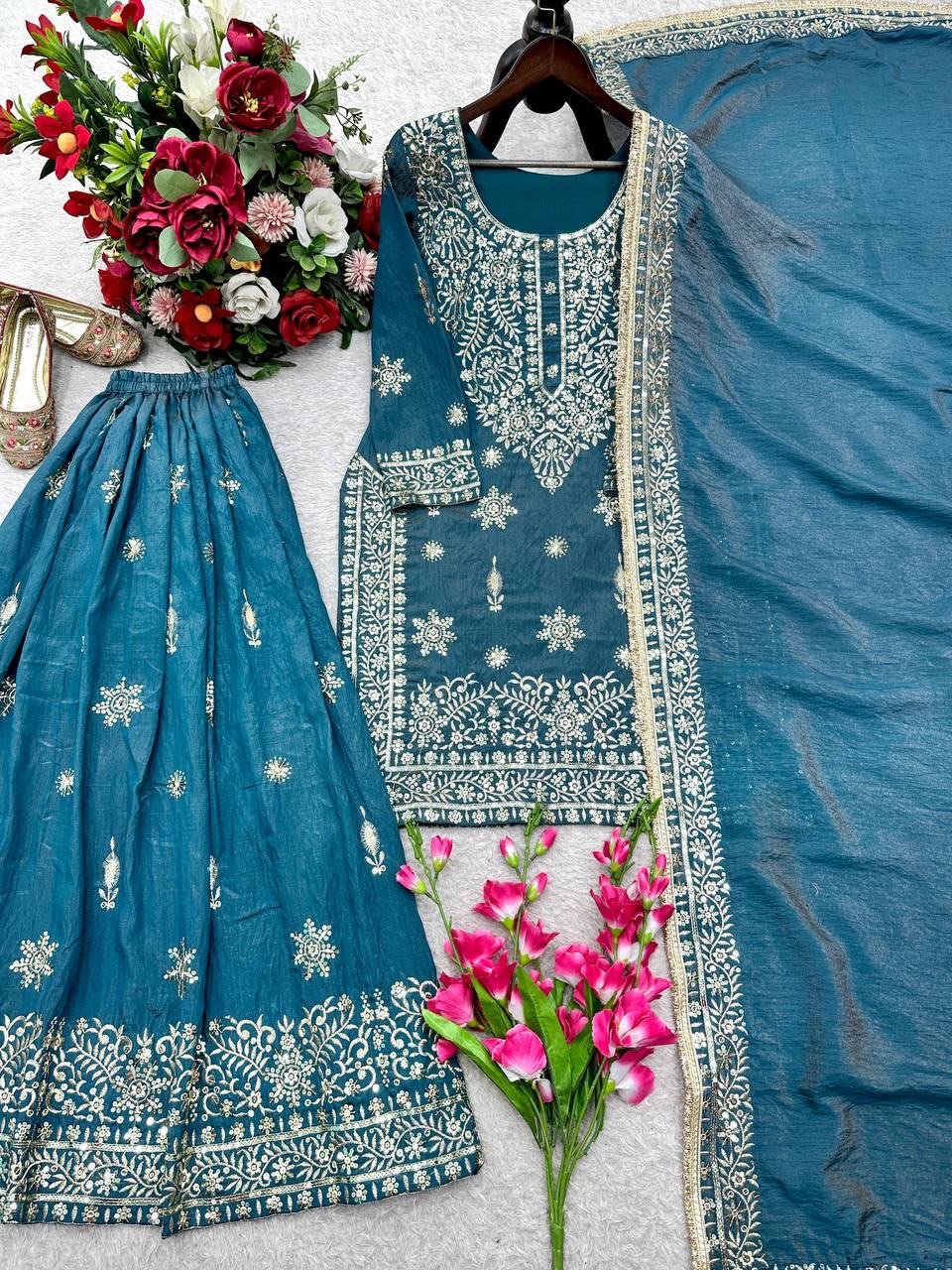 Launching New Design Trending *(Top&Sarara&dupatta) Reddy To Wear Look Design - Image 2