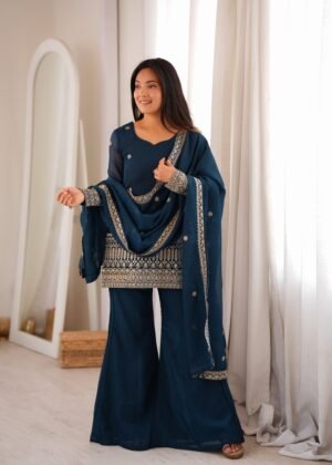 TOPKURTA FABRI CRUNCHY SILK FABRIC WITH EMBROIDERY SEQUENCE AND JARI WORK WITH BACK SIDE FANCY DORI PATTERNÂ