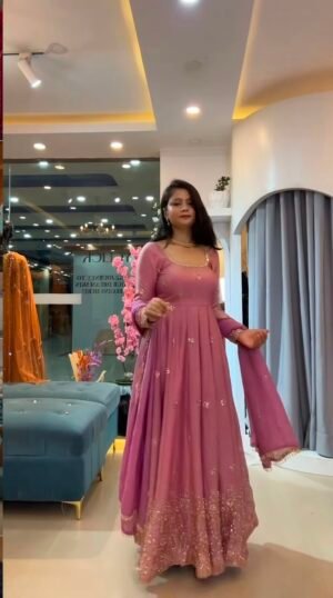 Women’s Ethnic Wear Fendy Silk With Embroidered Sequence work With Fully Flair Â