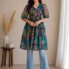 Kurti fresh nayra cut padded Kurtis of digital printed Georgette fabrics with side slit open 