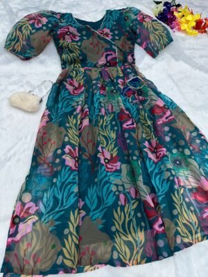 Alternative view of Kurti fresh nayra cut padded Kurtis of digital printed Georgette fabrics with side slit open 