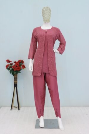Alternative view of Faux Georgette with Heavy Embroidery Work With 3mm Sequence