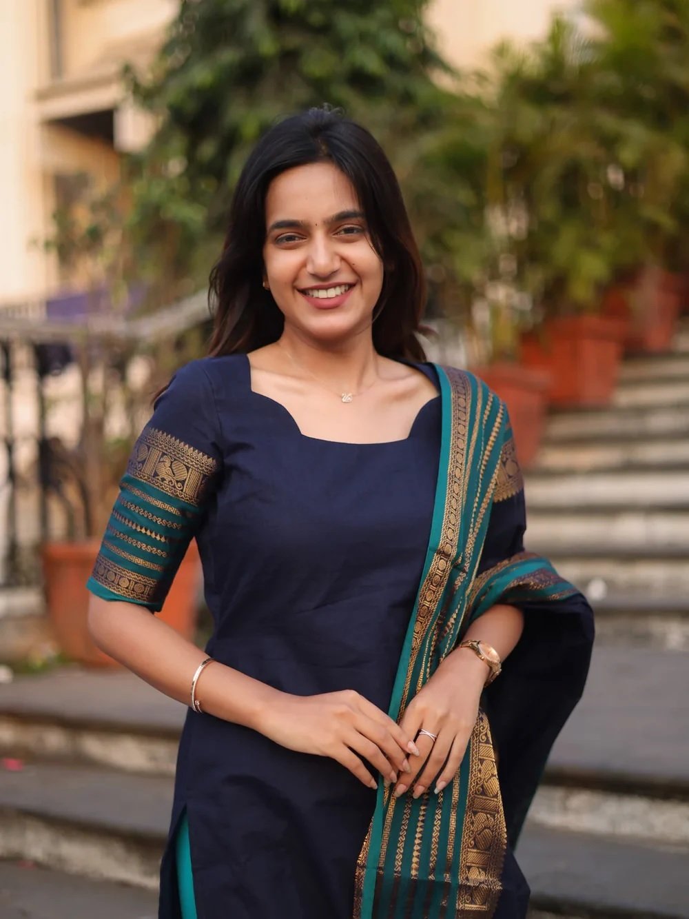 This Premium Kurti Dupatta Set made from Kanchi Cotton fabric with Jacquard Weaving Jari With Weaving Dupatta - Image 2