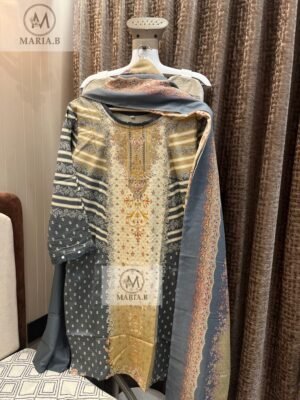 FULL STITCHED JAAM COTTON TOP WITH SELF EMBROIDERY ON NECK WITH STYLING IN SLEEVES & DAMAN